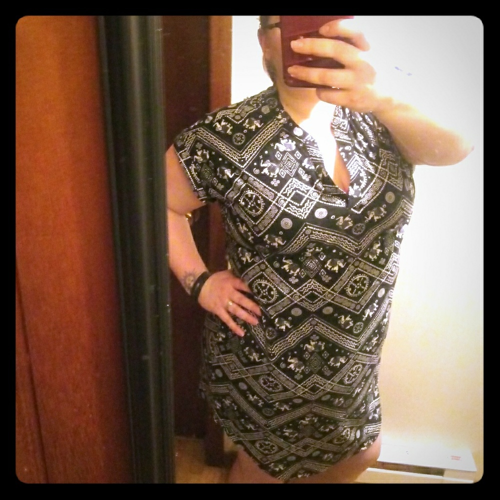Super Soft Dress w/ Elephant & Mandala Style Print